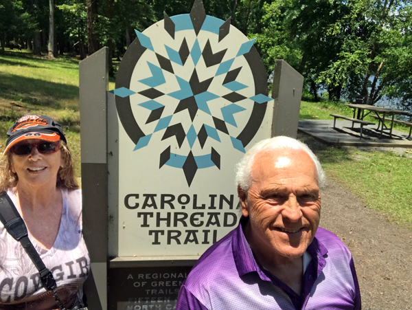 The two RV Gypsies at the Carolina Thread Trail sign