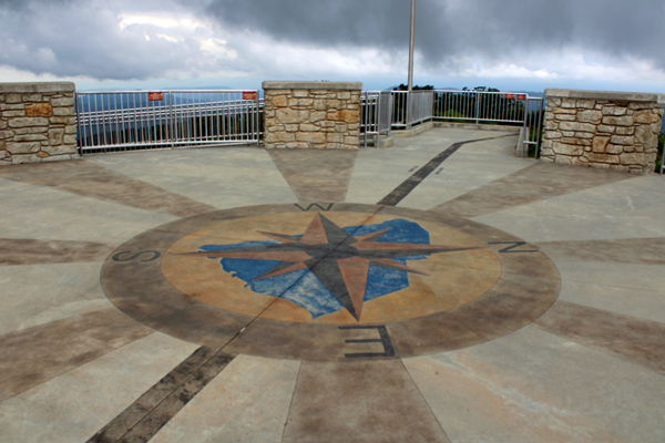The compass rose etched into the Sassafras Mountain Tower
