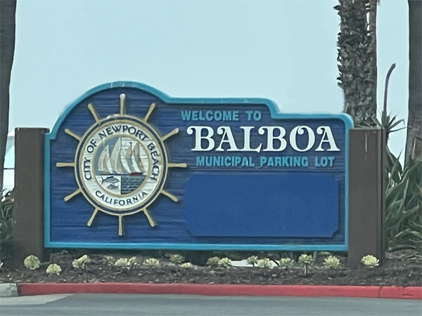 welcome to Balboa Newport Beach sign