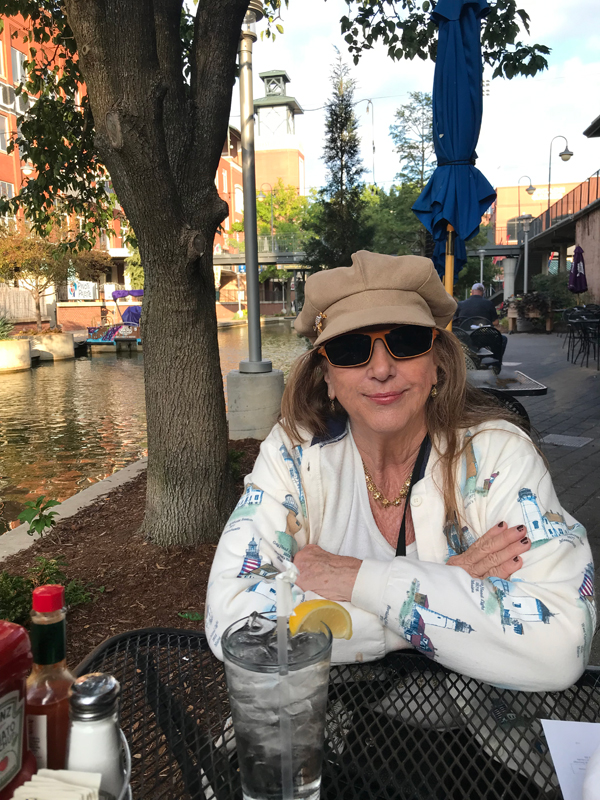 Karen Duqutte enjoyed a cocktail outside by the canal