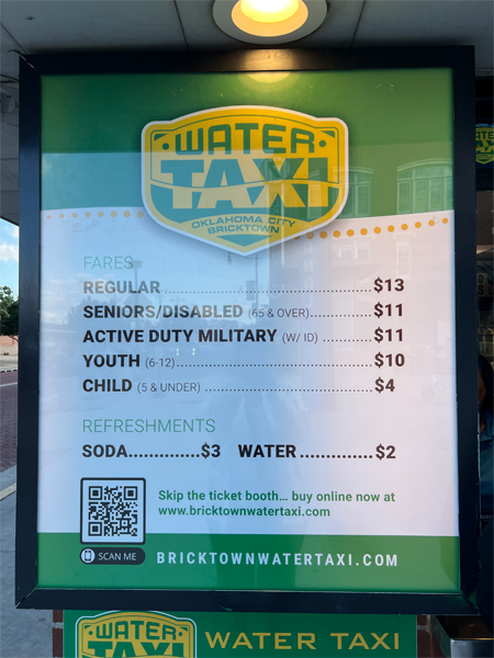 water taxi price sign