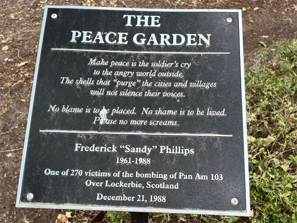 The Peace Garden plaque