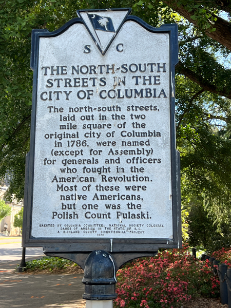 sign about the north south streets in Columbia