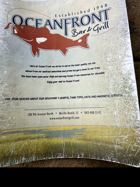 OCeanfront Bar and Grill sign
