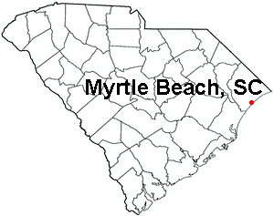 SC map showing location of Myrtle Beach