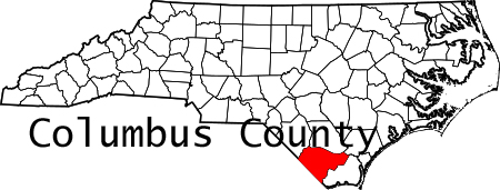 NC map showing location of Columbs County