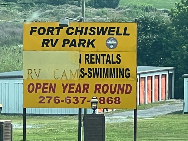 Fort Chiswell RV Park sign