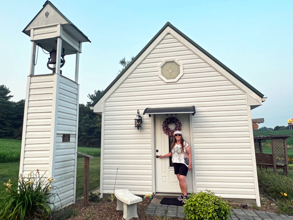 Karen Duquette at Wythevilles's smallest church