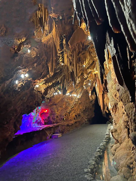colorful lights in the cavern