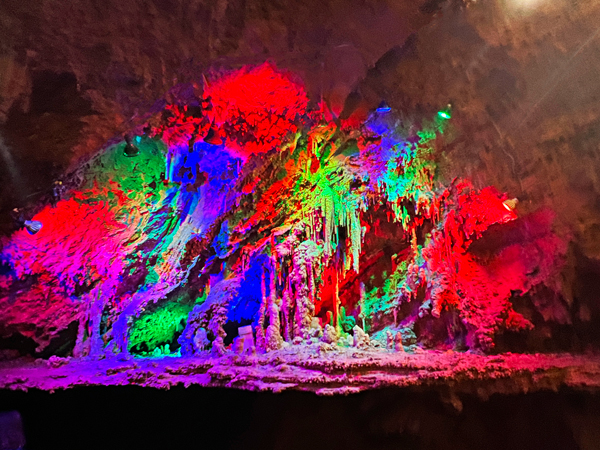 colorful lights in the cavern