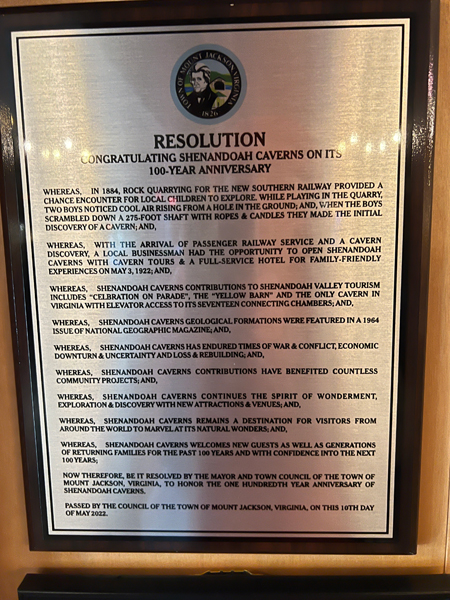 Resolution for Shenandoah Caverns