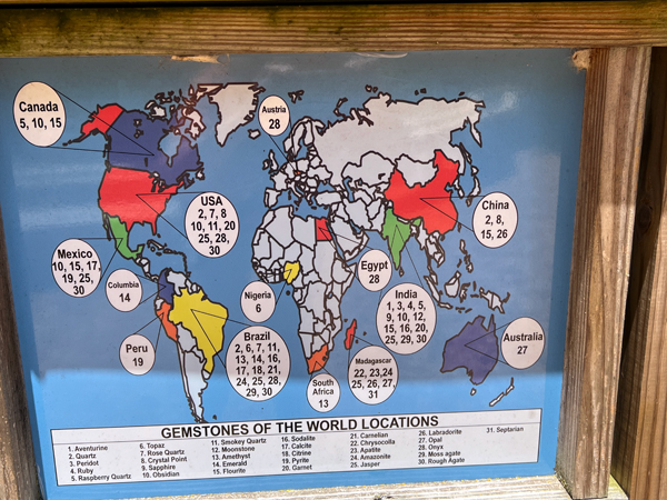 map of Gemstones of the World
