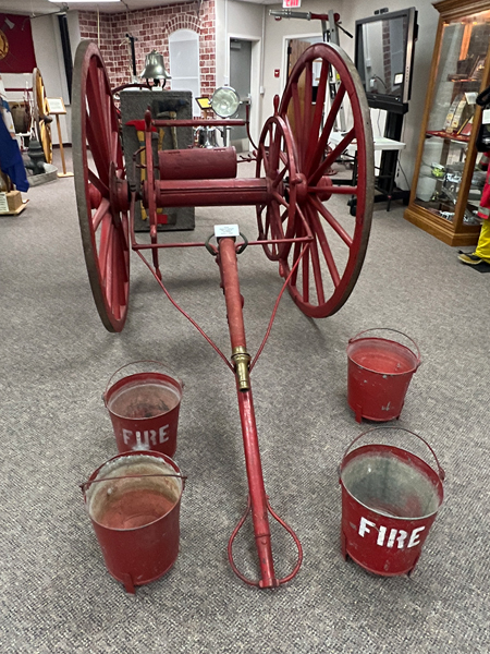 fire buckets and pull trailer