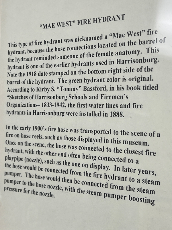 Mae West Fire Hydrant sign