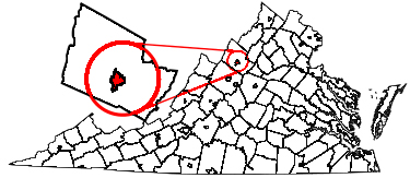 Virginia map showing location of Harrisonburg
