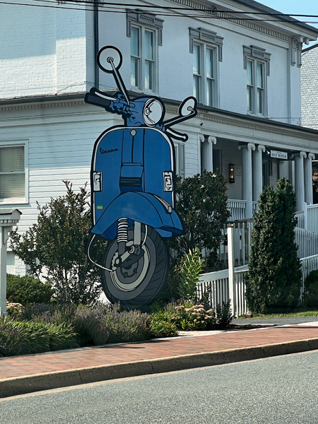 Blue Rider sculpture of a Vespa scooter