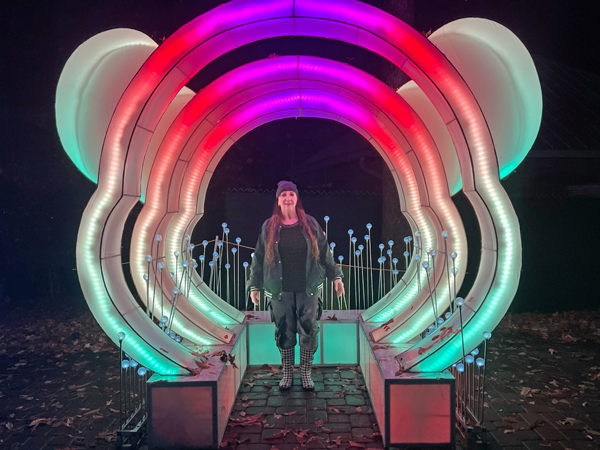 Karen Duquette in the Panda Head Photo spot