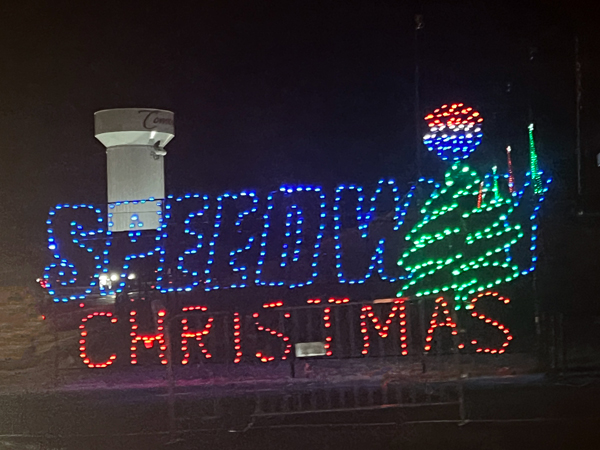 Speedway Christmas sign in lights