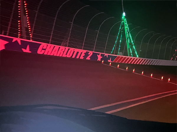driving on the Charlotte race track
