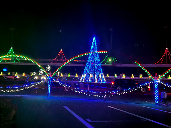 Lit Christmas Tree at Charlotte Speedway