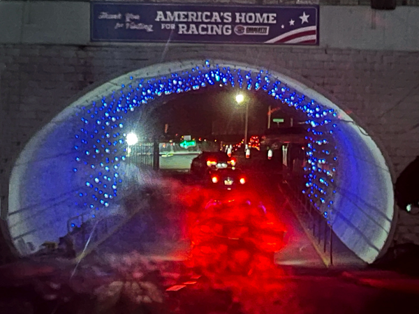 drive-through tunnel with changing lights