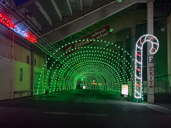 green tunnel lights