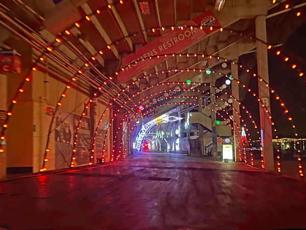 red tunnel lights