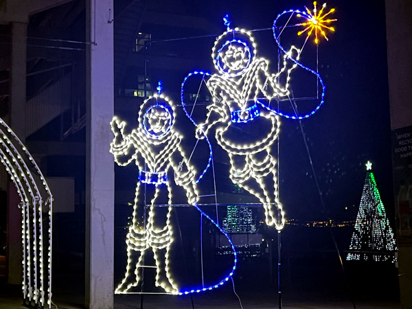 space people in lights