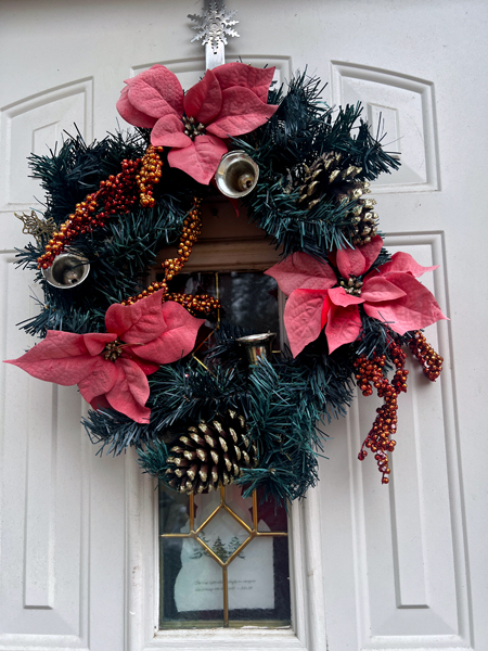 wreath on outside door