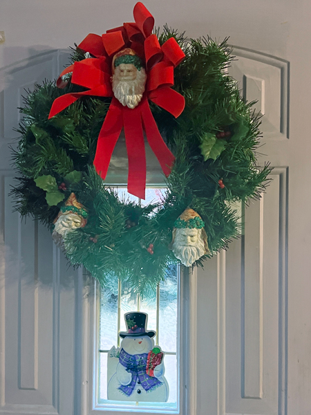 wreath on inside door