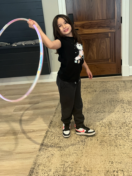 Gabriella learned how to use a hula hoop