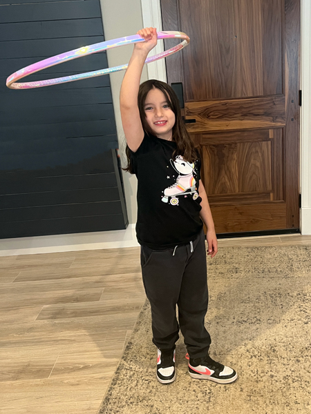 Gabriella learned how to use a hula hoop