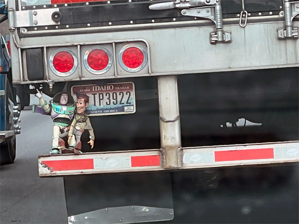 Toy Story figures on a semi-truck