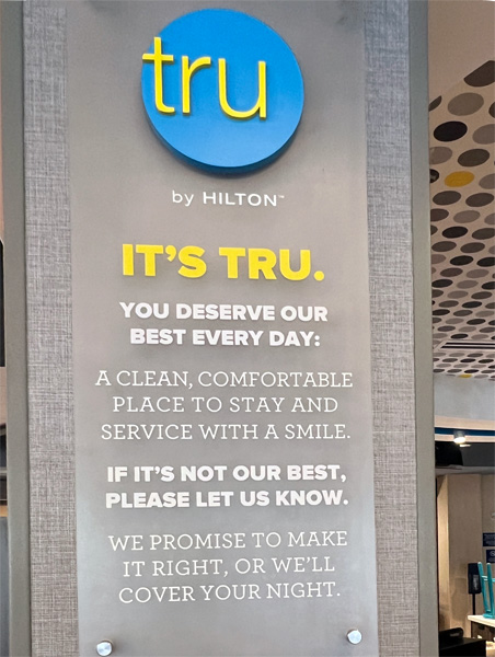 Tru by Hilton Hotel sign