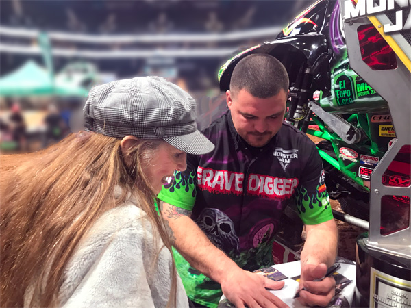 Karen Duquette and Grave Digger driver Matt Cody