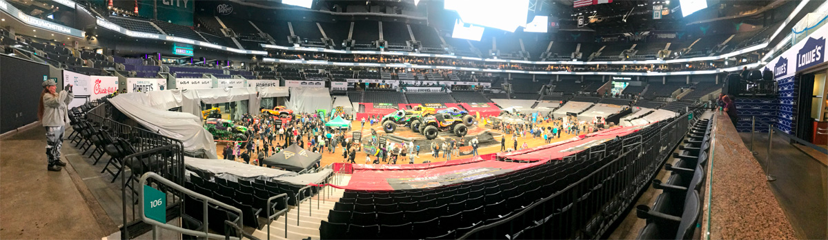 panorama of the monster trucks 