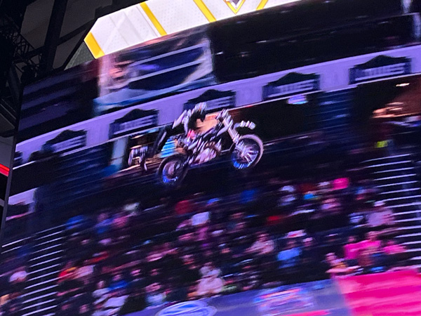 Monster Jam biker high in the air