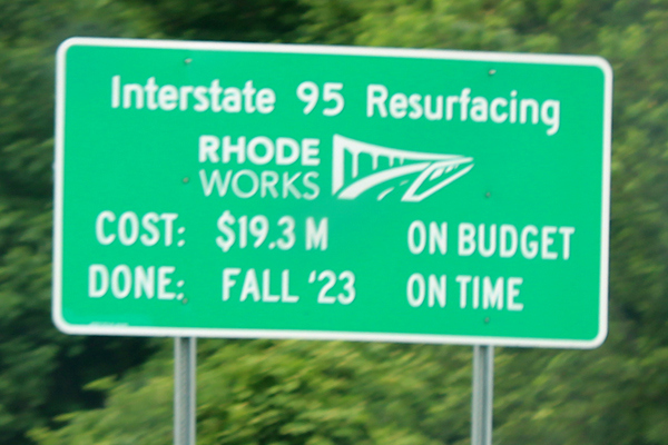 I-95 Rhode Island cost sign