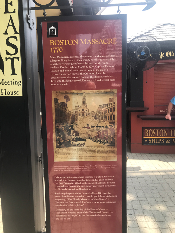 Bston Massacre 1770 sign and information