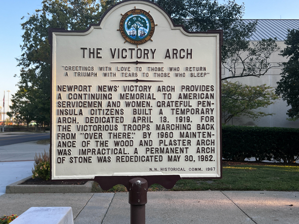 the Victory Arch sign