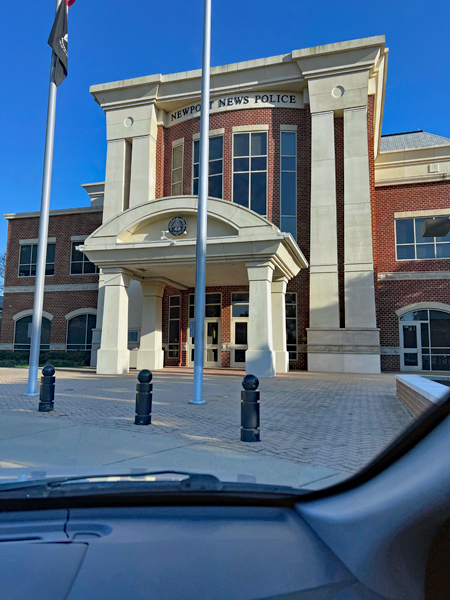 Newport News Police Station and flags 