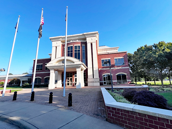 Newport News Police Station and flags 