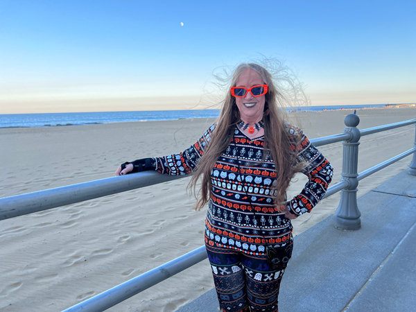 Karen Duquette and her new, wind-blown hairdo