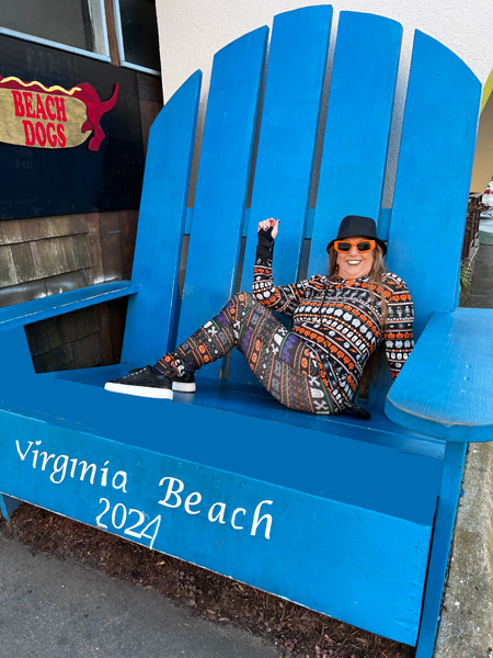 Karen Duquette found a big beach  chair to relax in