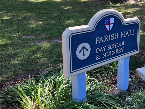 Parish Hall day school sign