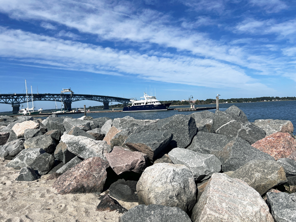 George P. Coleman Bridge and big rocks