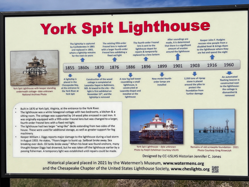 sign about York Spit Lighthouse