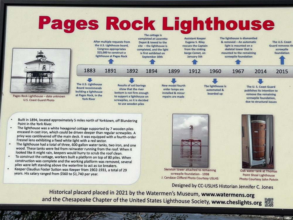 sign about Pages Rock Lighthouse