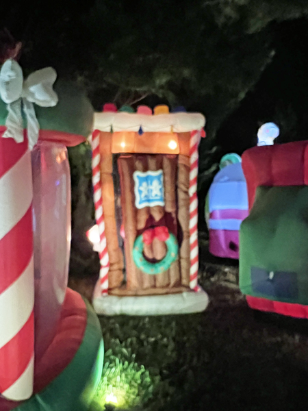 outhouse with Santa Claus inside