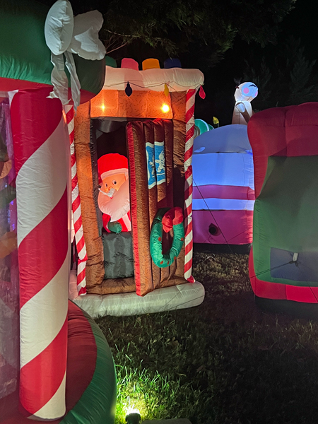 outhouse with Santa Claus inside